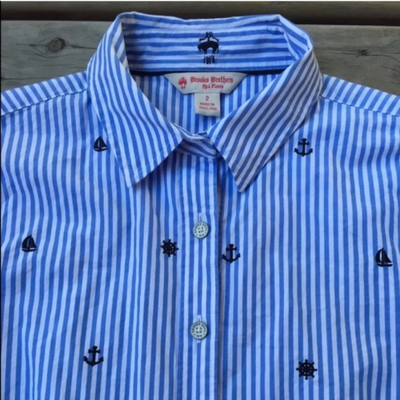 Brooks Brothers Tops - Brooks Brothers Blue Striped Nautical Shirt Size 2